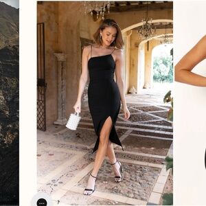 NWT Petal + Pup Zahra Asymmetrical Midi Dress in Black - US 4